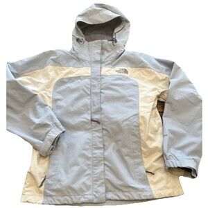 The North Face Women’s LG HyVent Hooded Jacket + Gloves Gray Winter Ski Coat